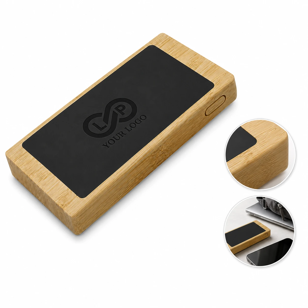 Portable 10000mAh Bamboo Wood Power Bank