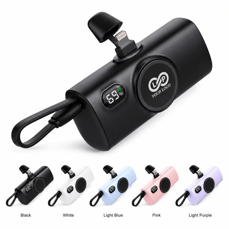 5000mAh Mini Charger with Built-in Cable & Magnetic Suction