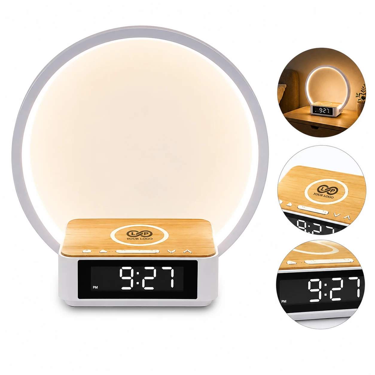 3-in-1 Wireless Charger Bedside Lamp with Alarm Clock