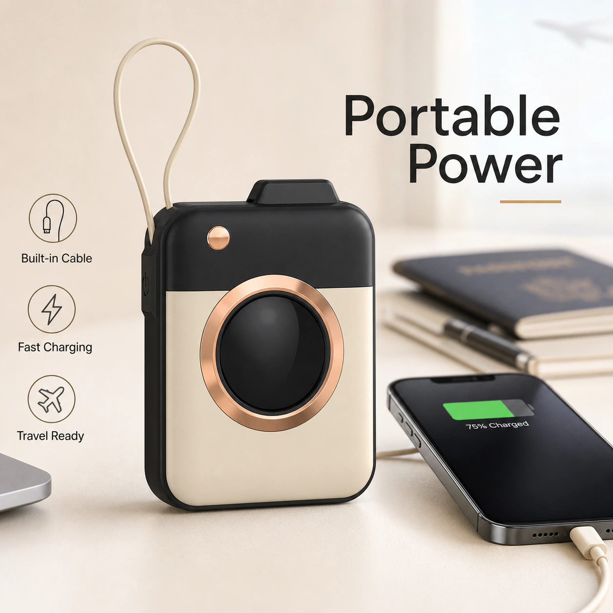 20000mAh Portable Built-in Cable Fast Charge Power Bank
