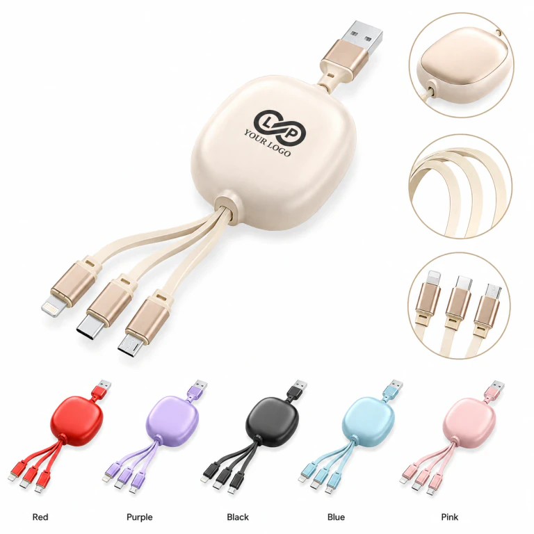 3 in 1 Retractable Charging Cable, 5 Adjustable Lengths