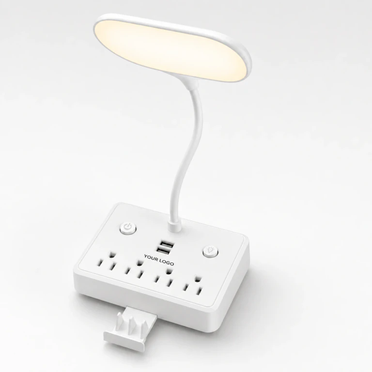 Eye-caring Plastic Power Strip Desk Lamp
