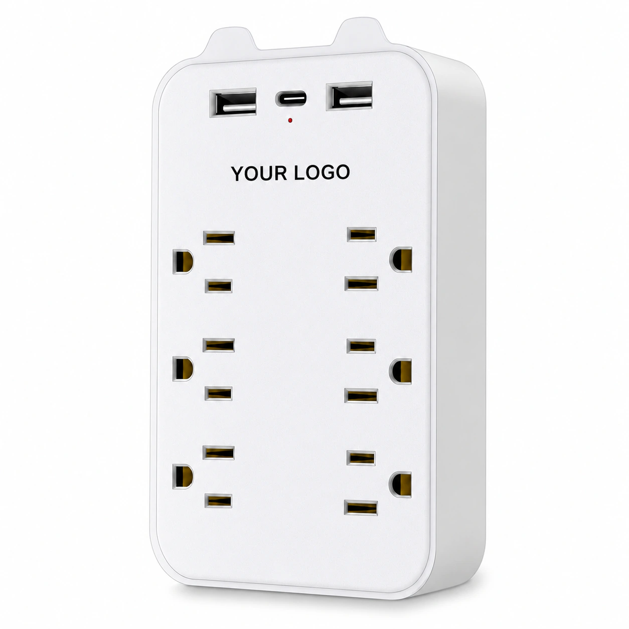 6-outlet wall mount adapter, 3 smart USB ports, plastic