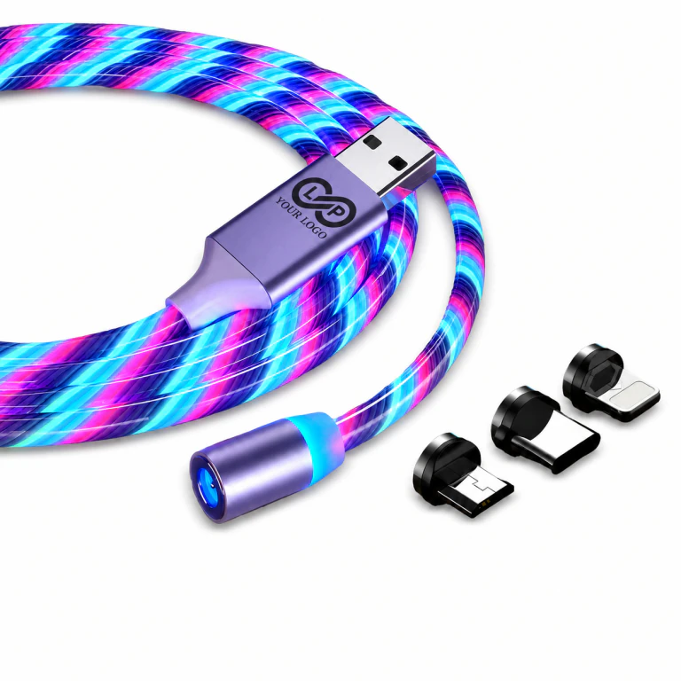 3 in 1 Glowing 360 Rotating Light Up Magnetic Charging Cable