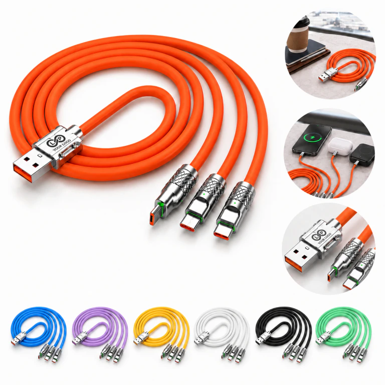 3-in-1 Silicone Multiple Charging Cable for Multiple Devices
