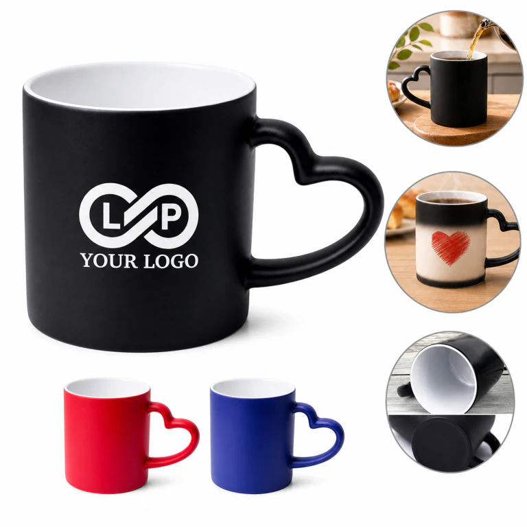 11oz Color Changing Heart-Shaped Handle Ceramic Coffee Mug