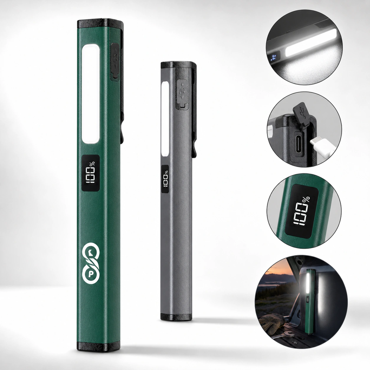 Rechargeable Pen Flashlight with Dual Lights for Camping - Great Gift