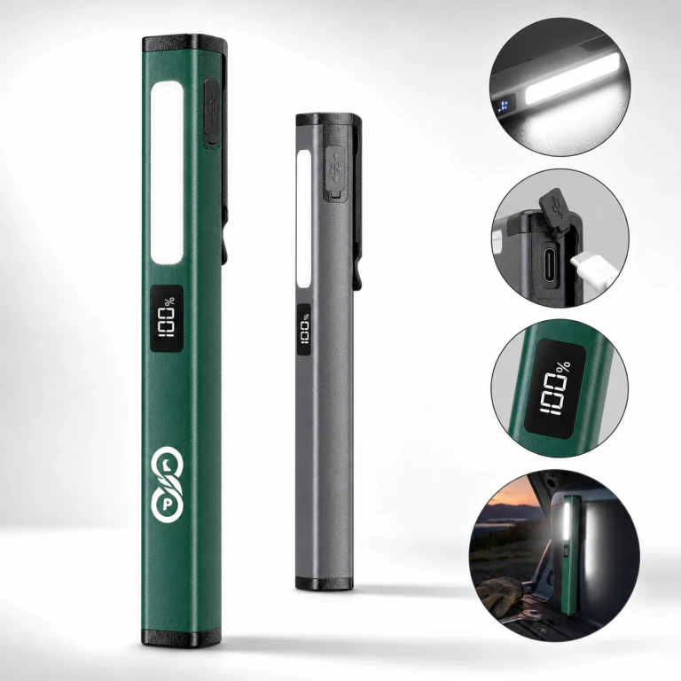 Rechargeable Pen Flashlight with Dual Lights for Camping - Great Gift