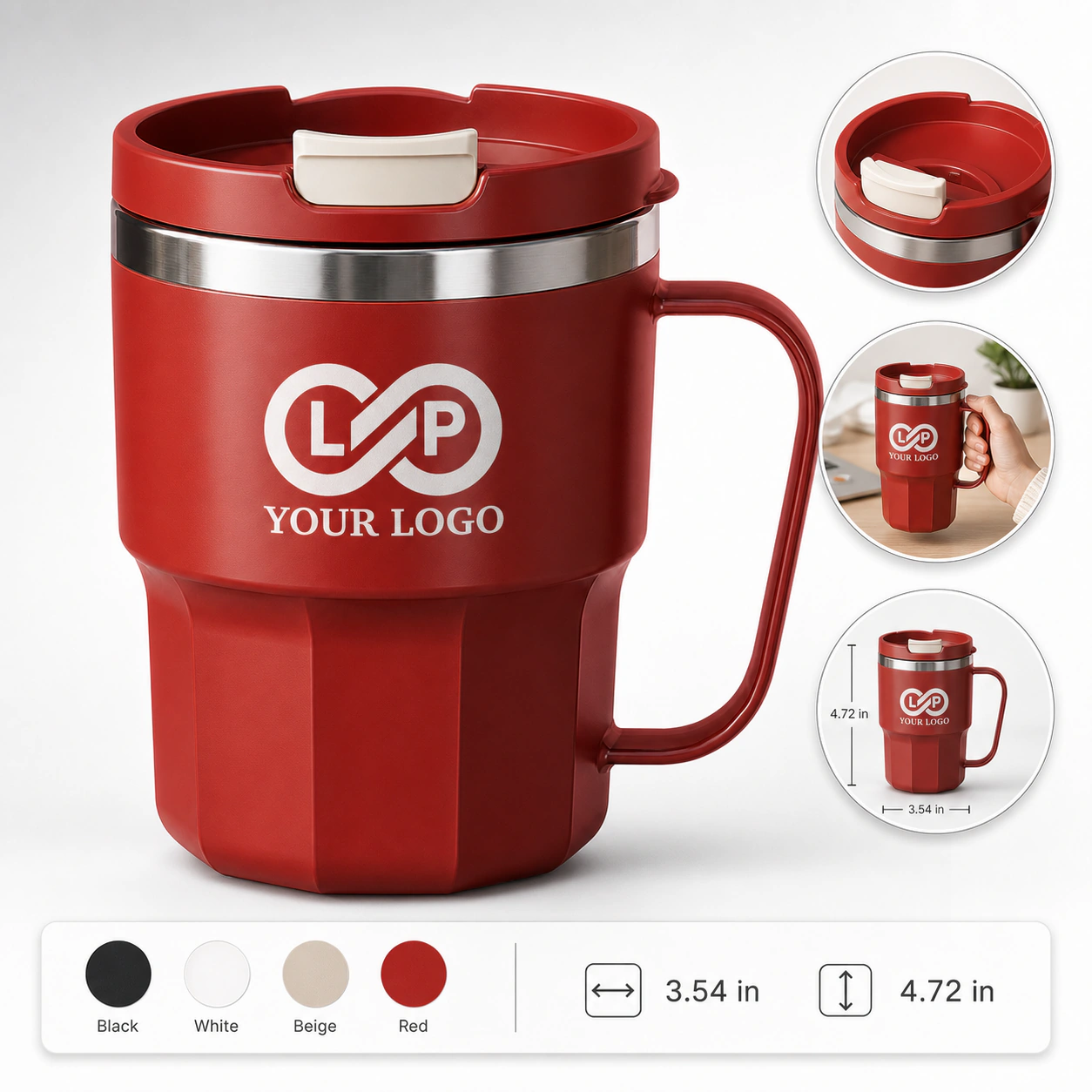13.5 oz Double-wall Stainless Steel Travel Mug, Keeps Drinks