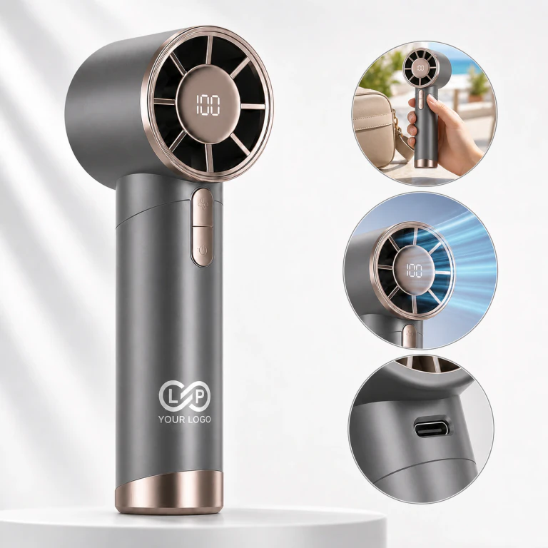 Travel Mini Rechargeable Fan with 100 Speeds & LED Display