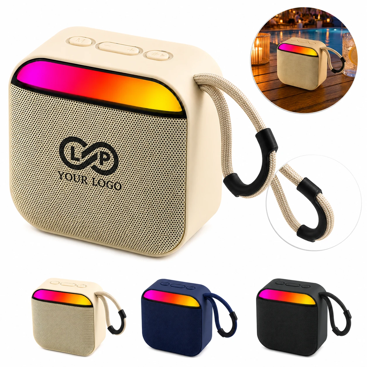 Outdoor Portable Bluetooth Speaker with RGB Lights