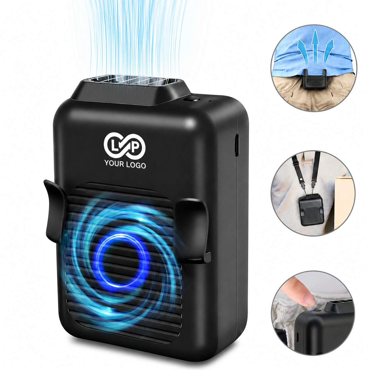 Portable Strong Airflow Waist Fan with 3 Speeds