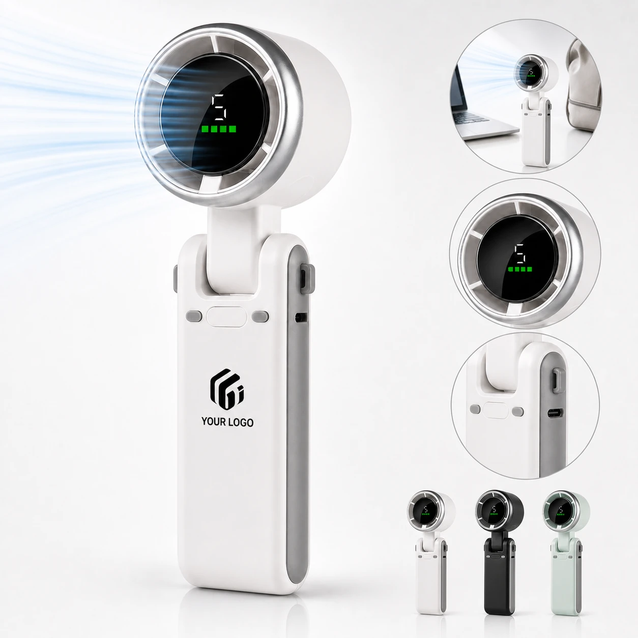 3 in 1 Portable Digital Turbo Fan with 5 Speeds & HD Display