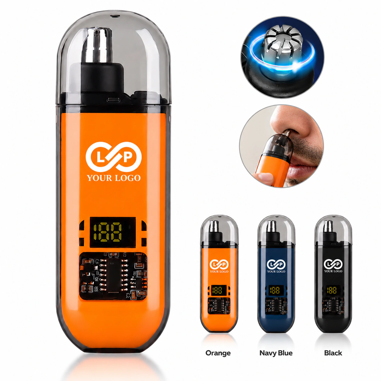 Rechargeable Waterproof Nose Hair Trimmer with Display