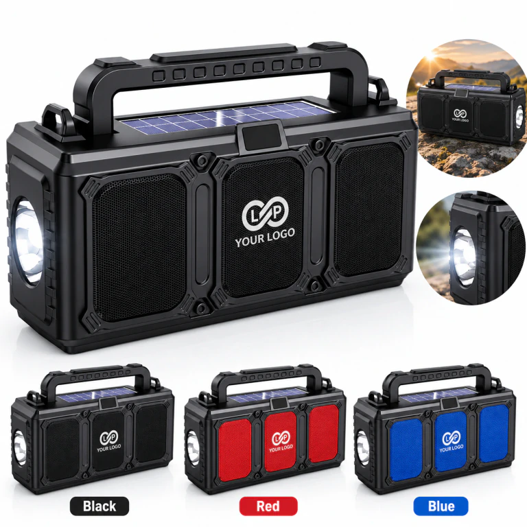 Portable Solar Bluetooth Speaker with Dual Charging