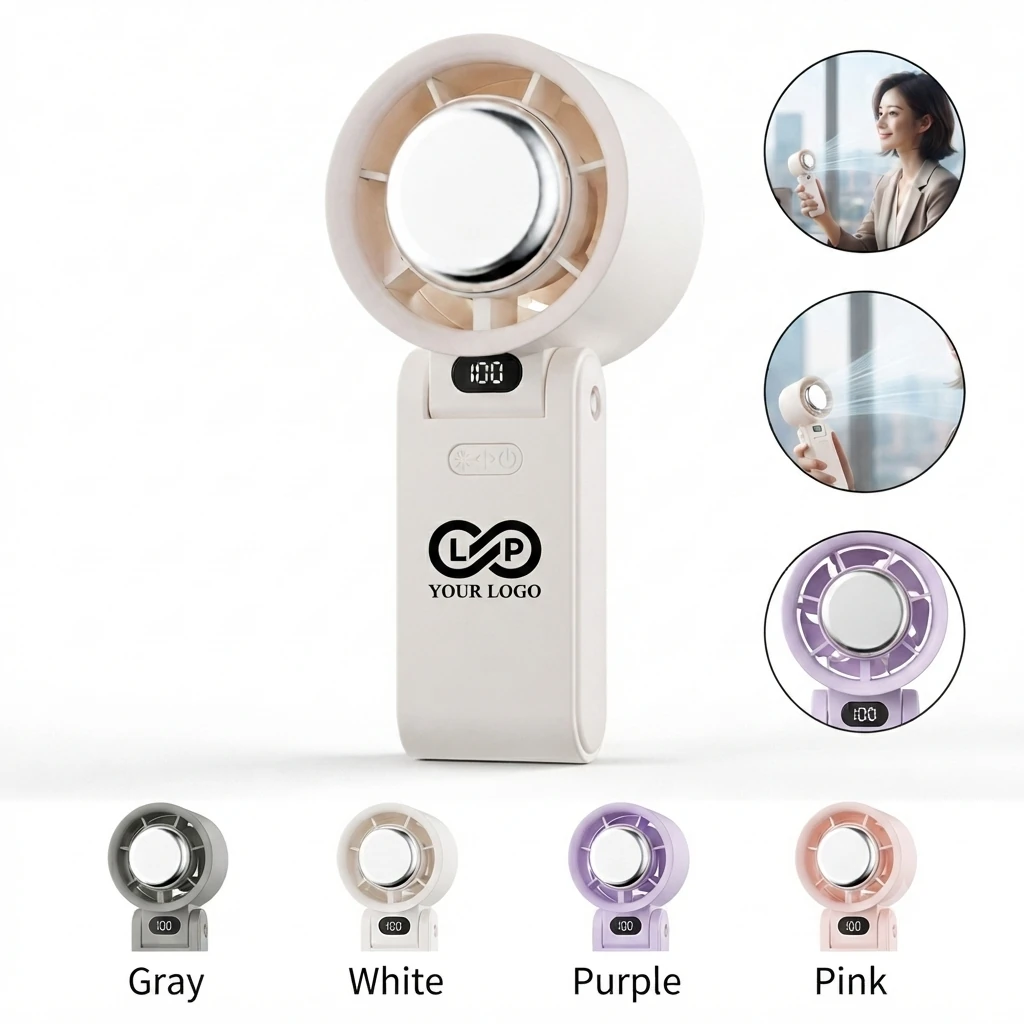 Folding Handheld Fan - Plastic, Ice Compress-Cooled