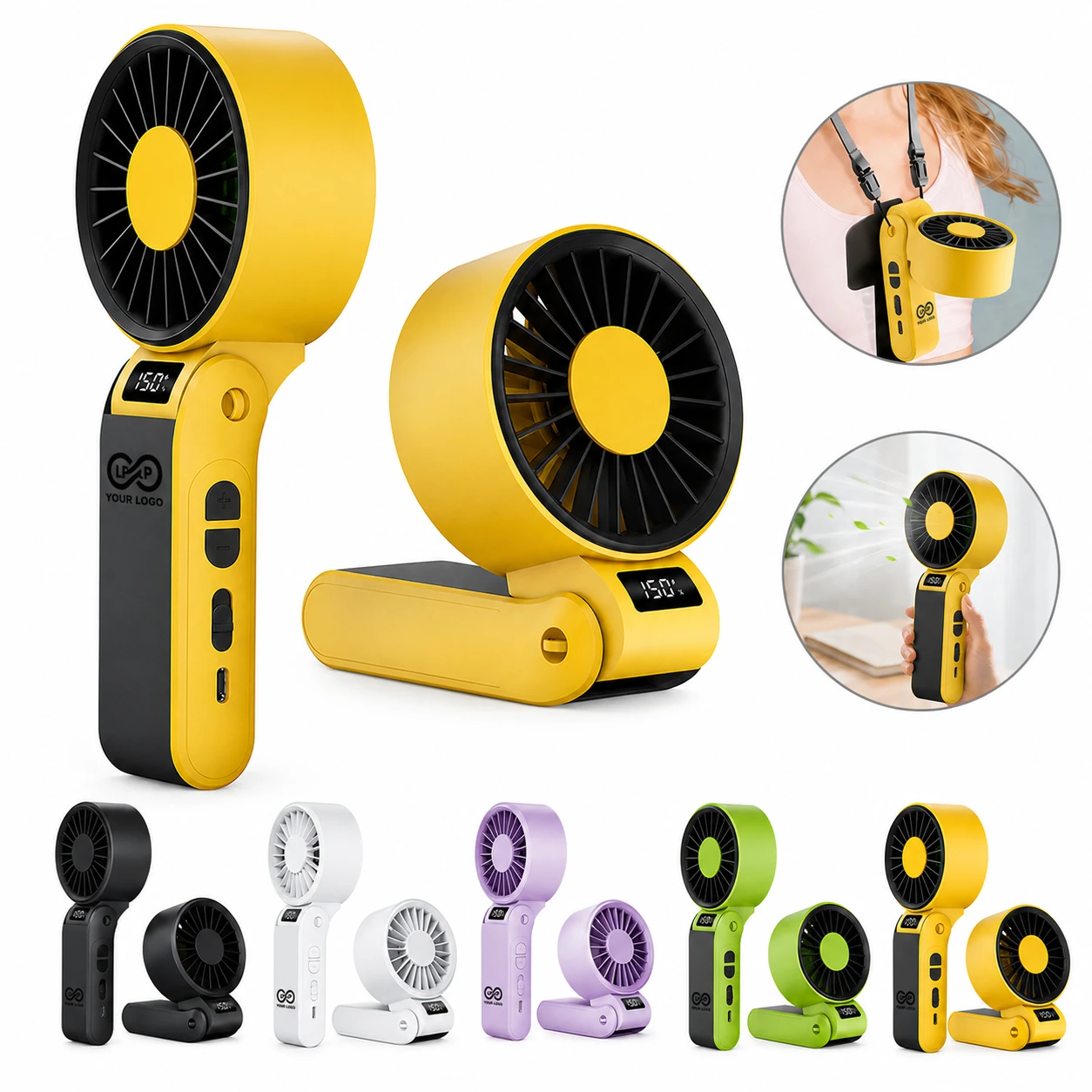 Strong Winds Digital Display Handheld Fan for Home & Travel