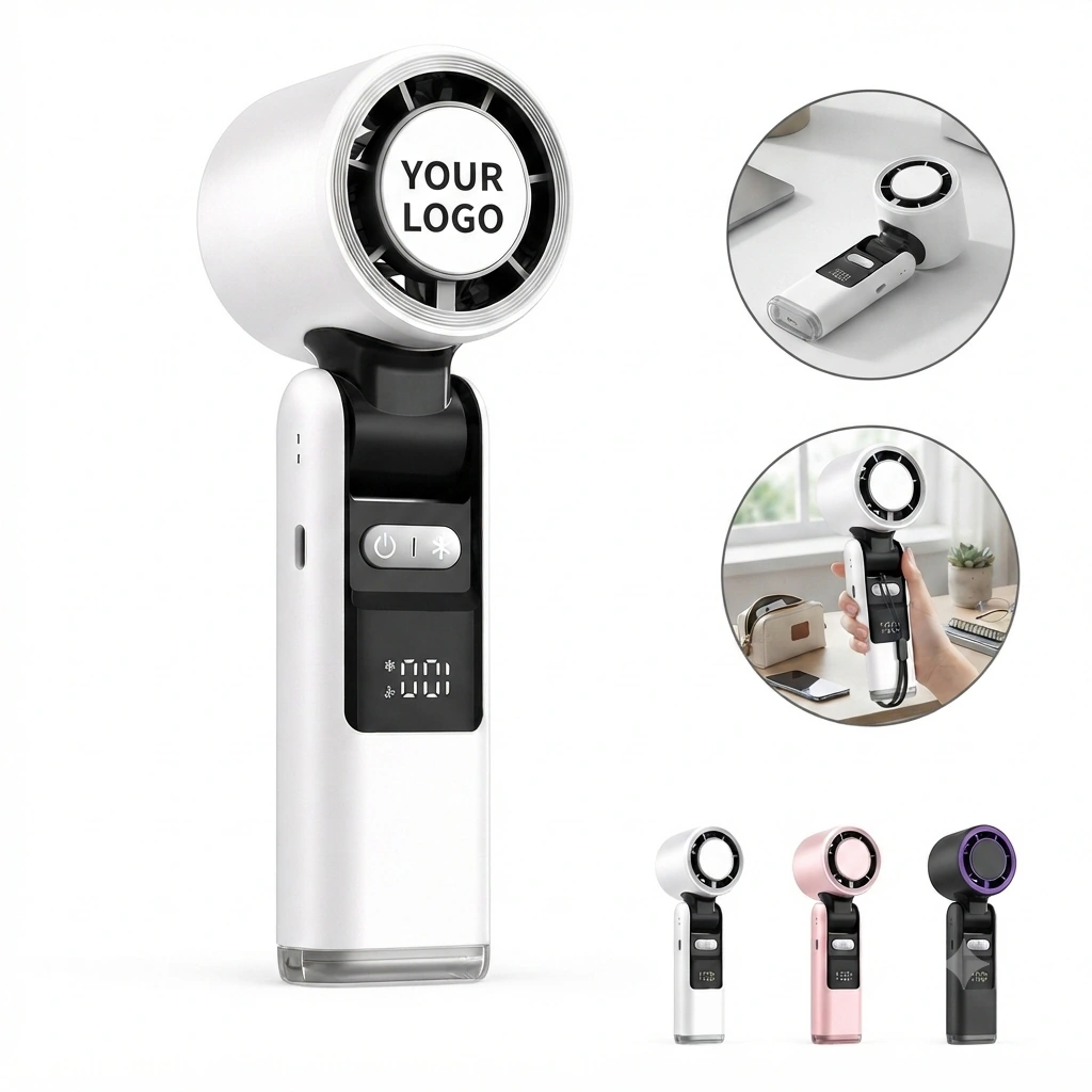 Handheld Foldable Cooling Ice Fan with 100 Speed Settings