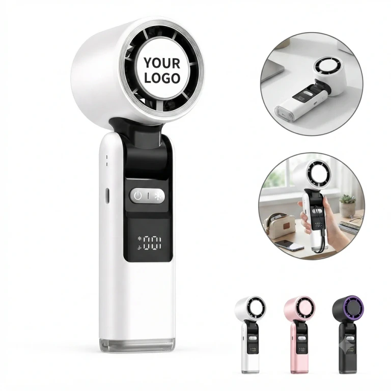 Handheld Foldable Cooling Ice Fan with 100 Speed Settings