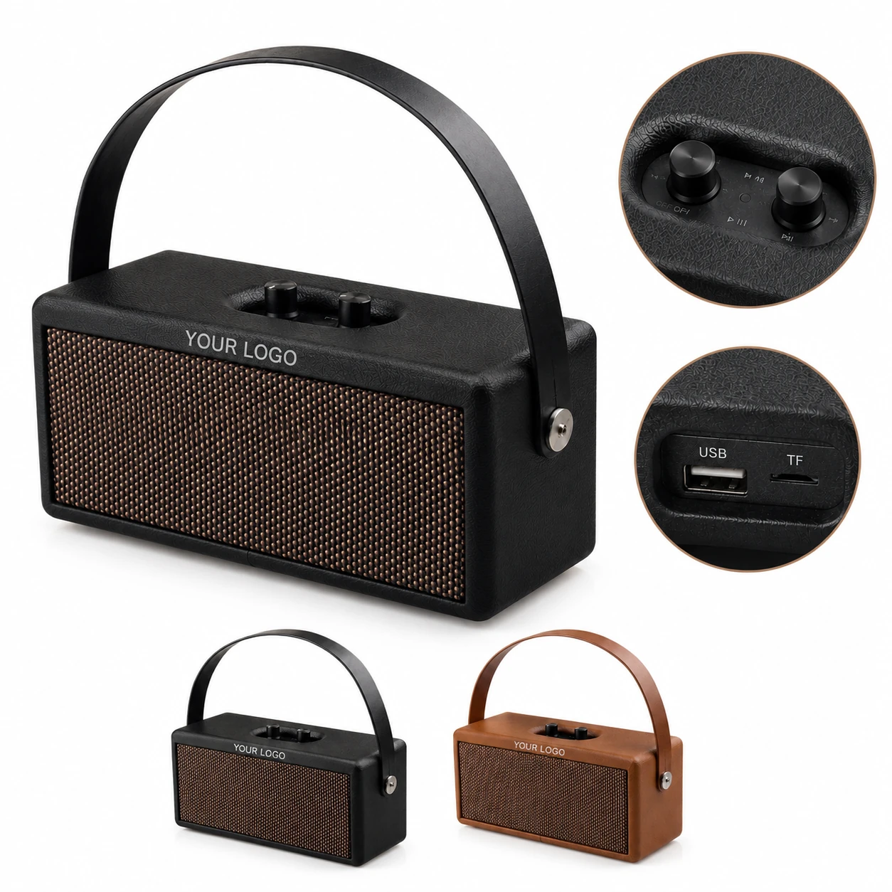 Portable Wooden Retro Bluetooth Speaker with Dual Channels