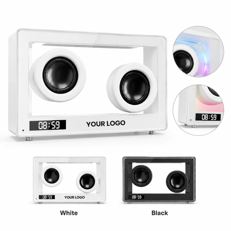 Transparent Desk Clock Bluetooth Speaker with Lights