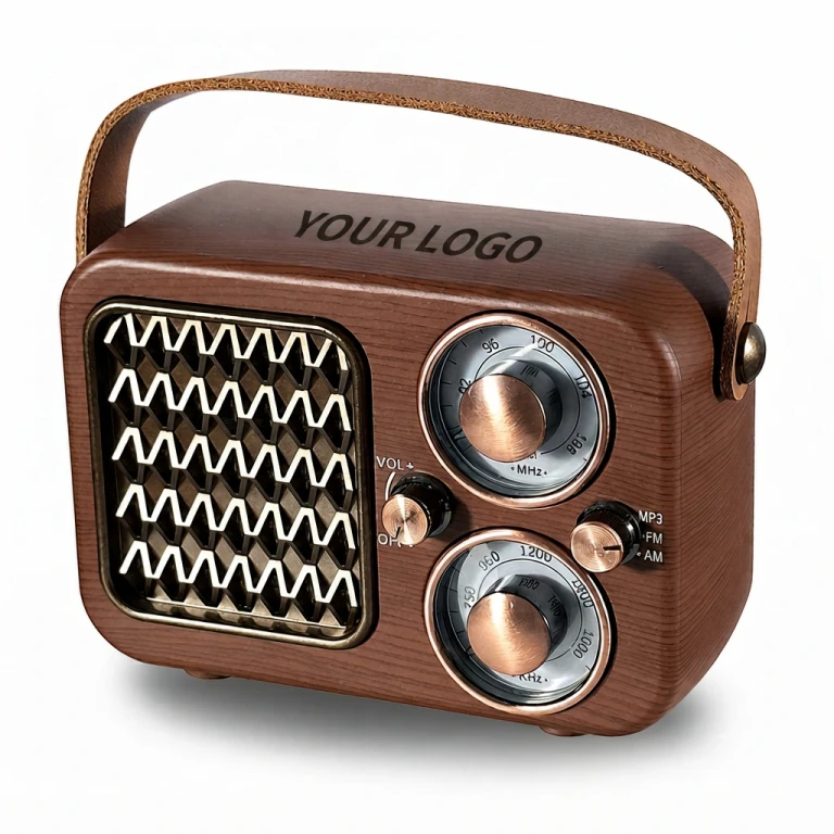 Portable Vintage AM FM Wood Bluetooth Speaker, Senior Gift