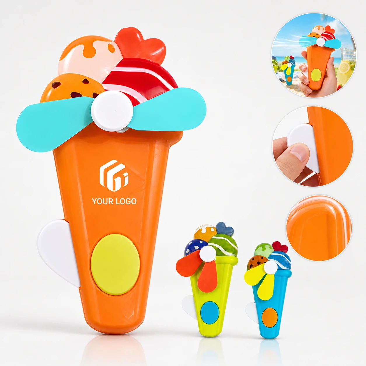 Summer Party Handheld Hand Powered Mini Fan, Battery-Free