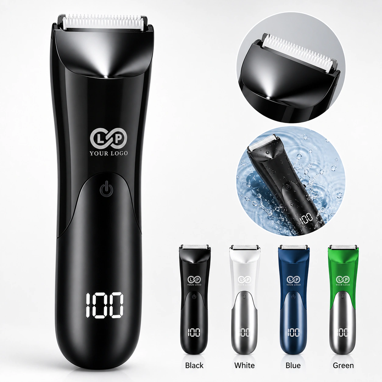 Electric Body Hair Trimmer with Ceramic Blades, Plastic
