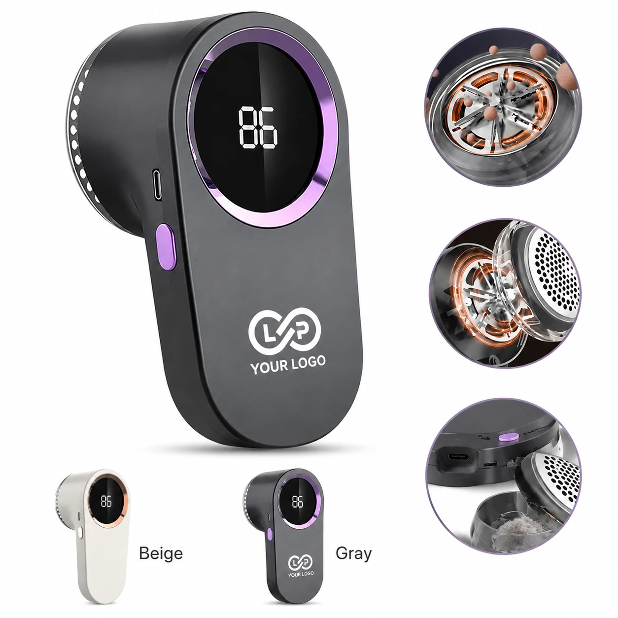 6-Blade LED Display Rechargeable Fabric Shaver