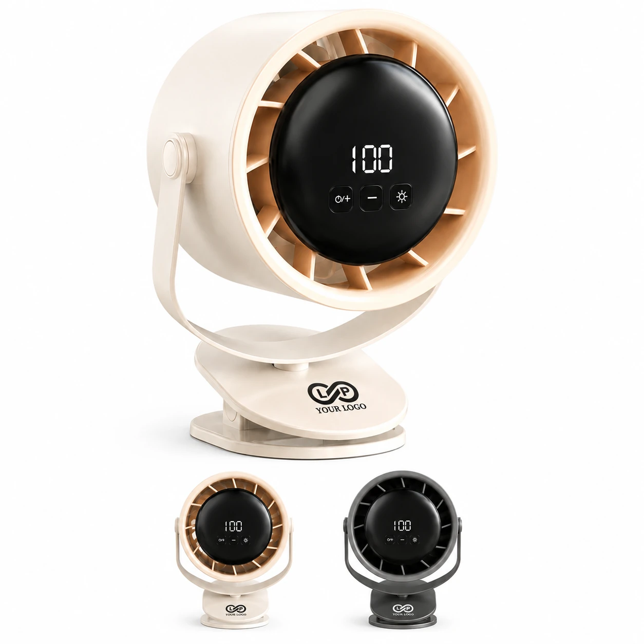 Compact Adjustable Digital Display Wall Mounted Desk Fan