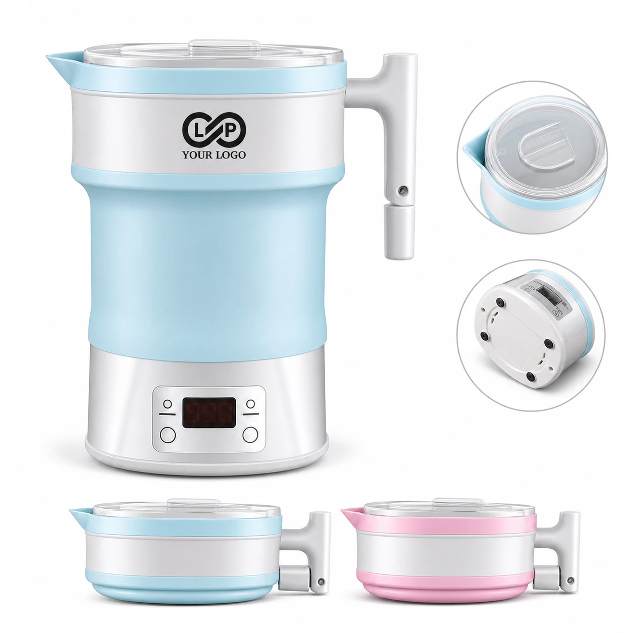 Portable Collapsible Electric Kettle with Silicone, 0.8L