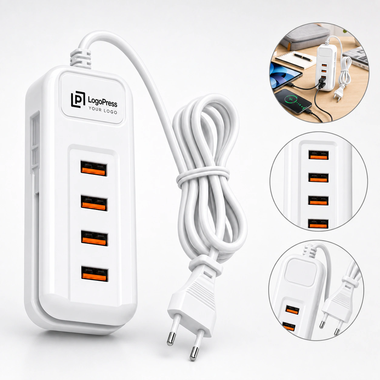 USB Multi - port Power Strip with Socket Extension Cable
