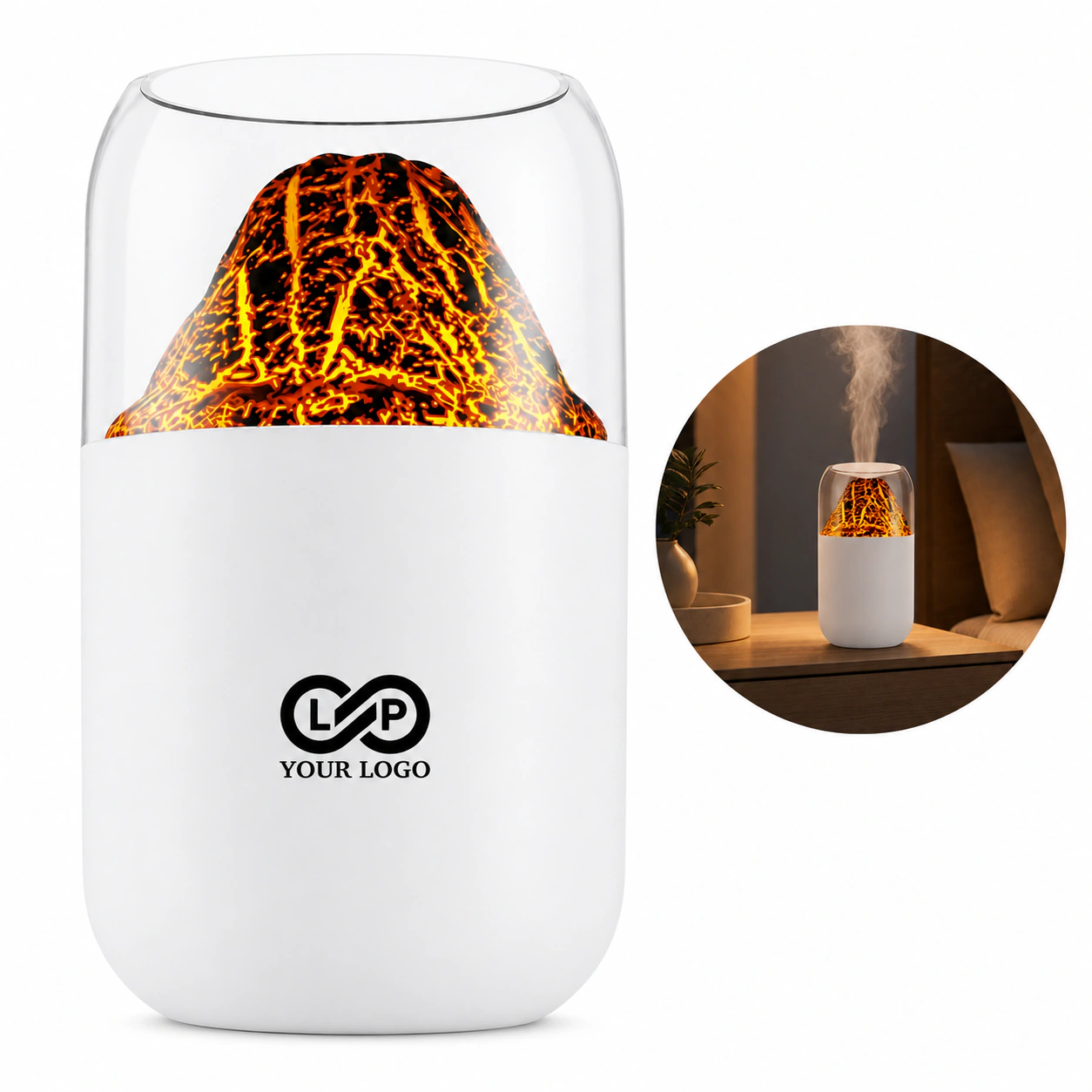 Colorful Color Changing Light Volcano Humidifier with Aroma