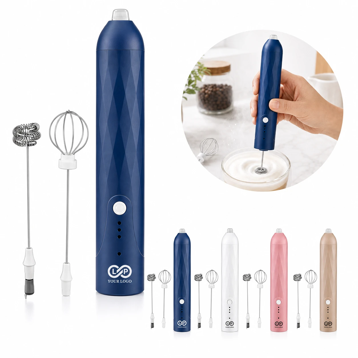 Rechargeable Handheld Electric Mixer, 3 Speeds