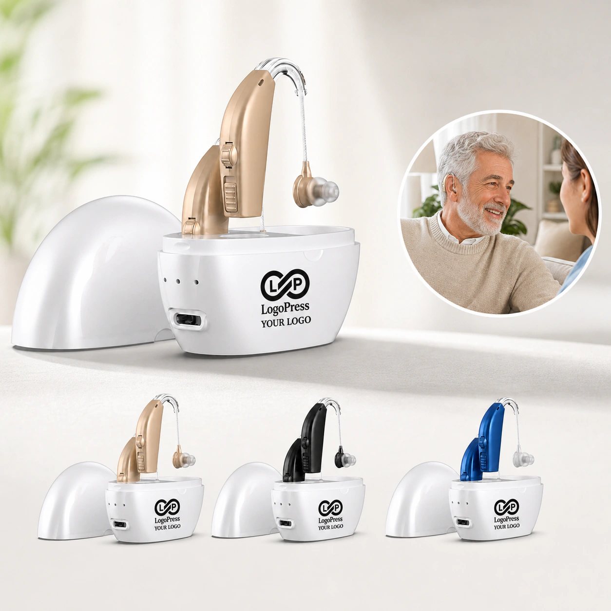 Portable Seniors Hearing Amplifier, Soft ABS, Charging Case