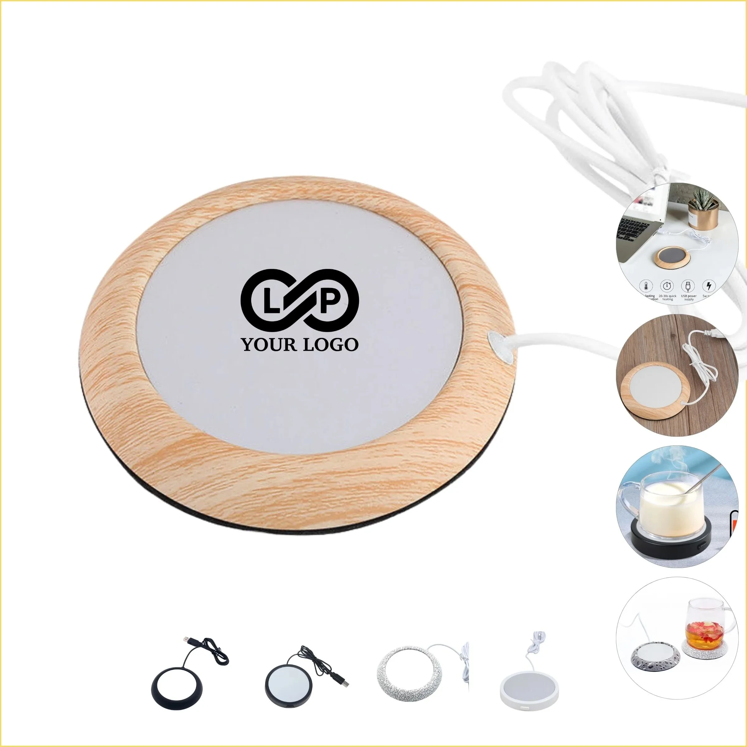 Metal USB-Powered Desk Warmer Cup Base for Even Heat