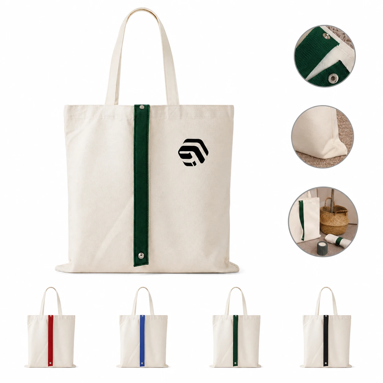 Foldable Reusable Canvas Tote Bag, Customizable