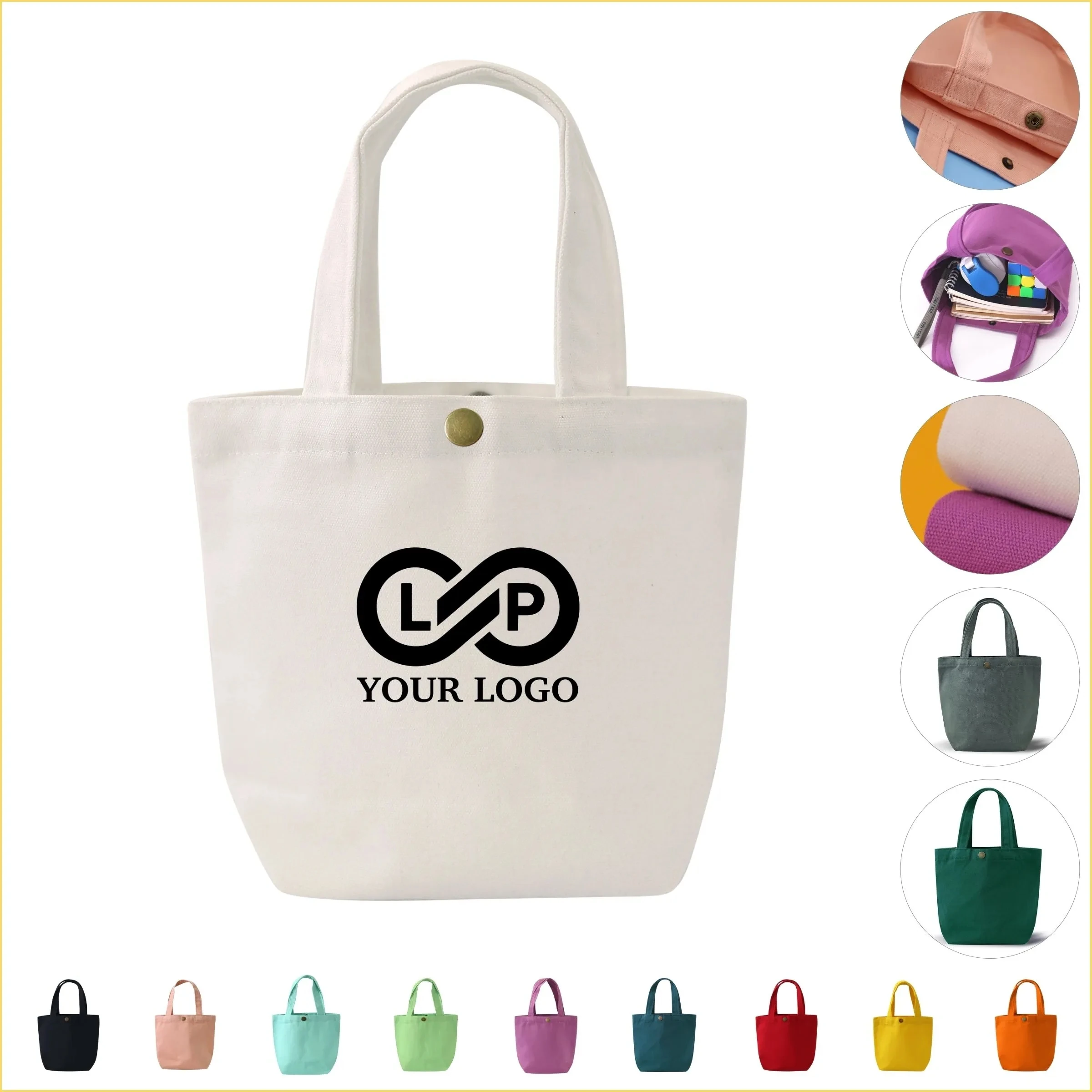 Portable Eco-friendly Canvas Tote Bag with Zipper
