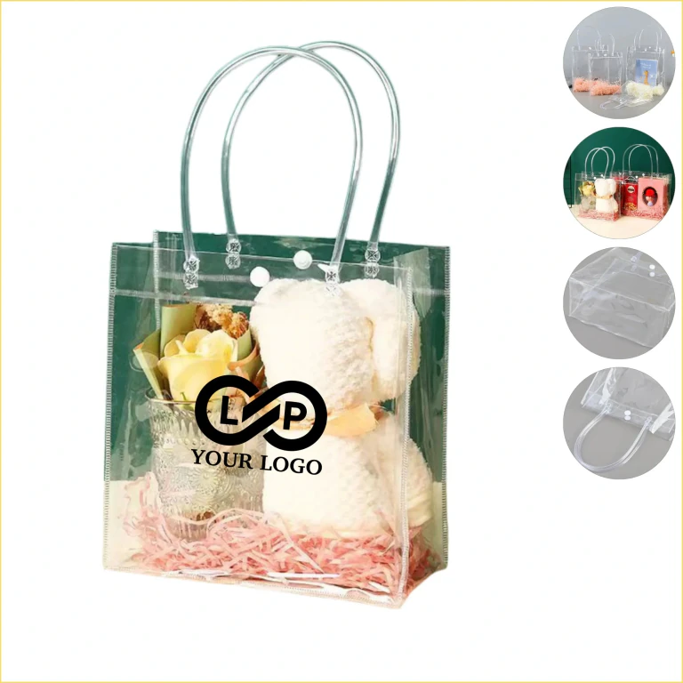 Transparent PVC Tote Bags with Handles for Party and Wedding
