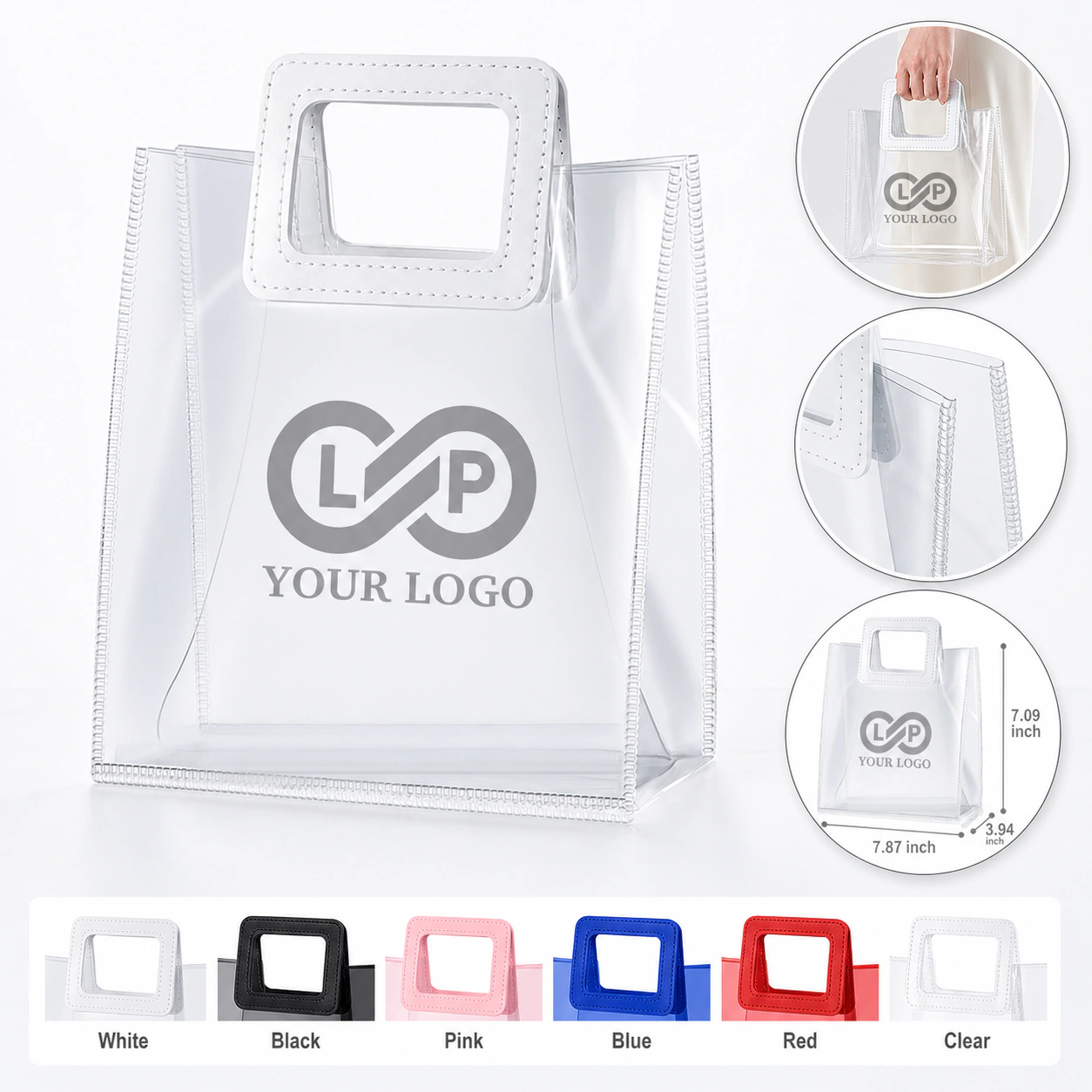 Reusable Clear PVC Shopping Tote Gift Bag with Handle