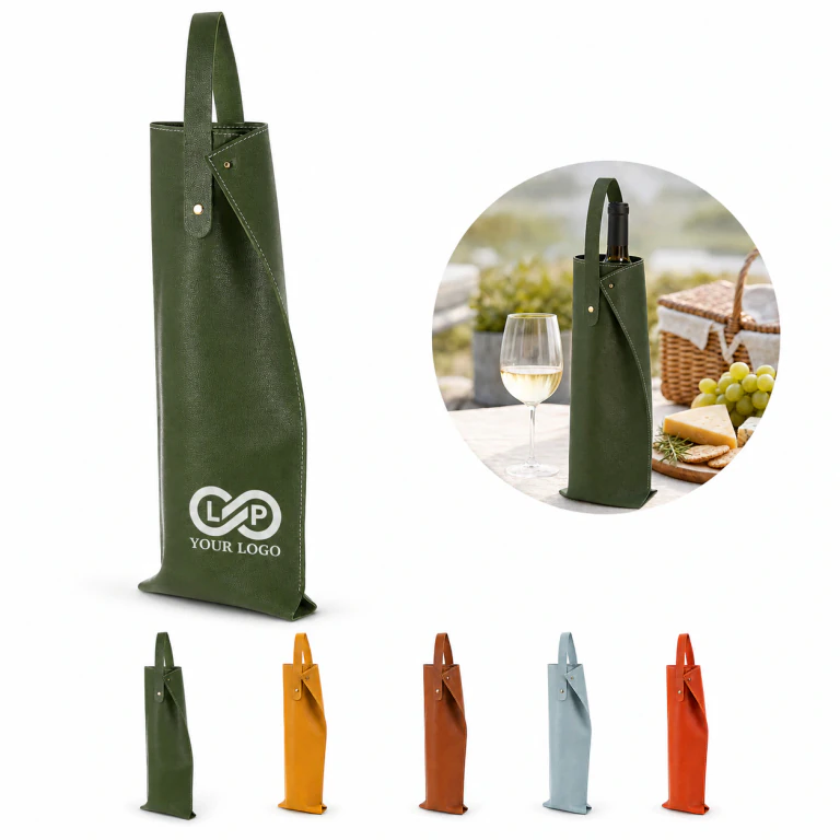 High-Quality PU Leather Wine Tote Bag with Metal Buckle