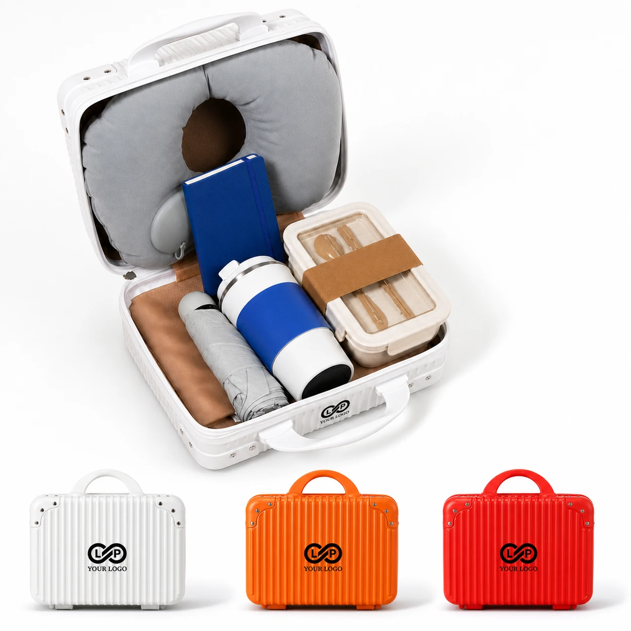 Fashionable Tote Suitcase Gift Box Set with Thermos, Notebook