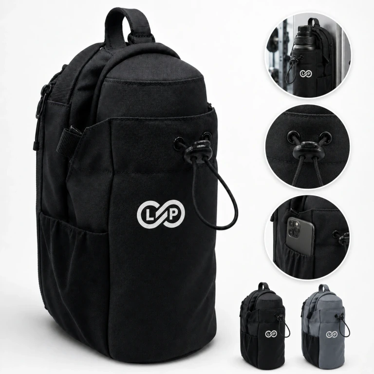 Magnetic Gym Bag with Water Bottle Carrier - 46 oz Capacity