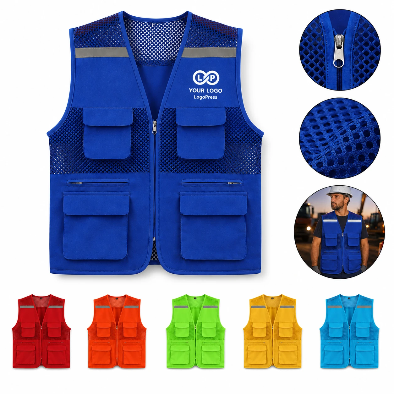 Multifunctional Multi-Pocket Reflective Safety Vest