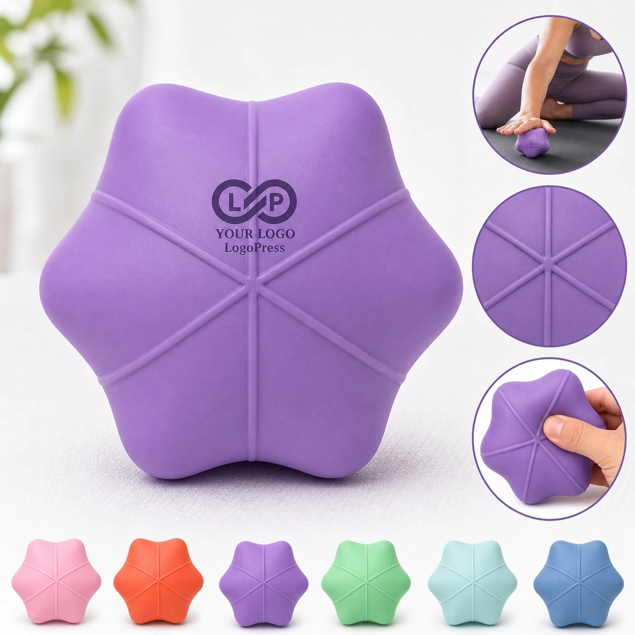 Silicone Yoga Hexagonal Massage Ball for Muscle Knots Relief
