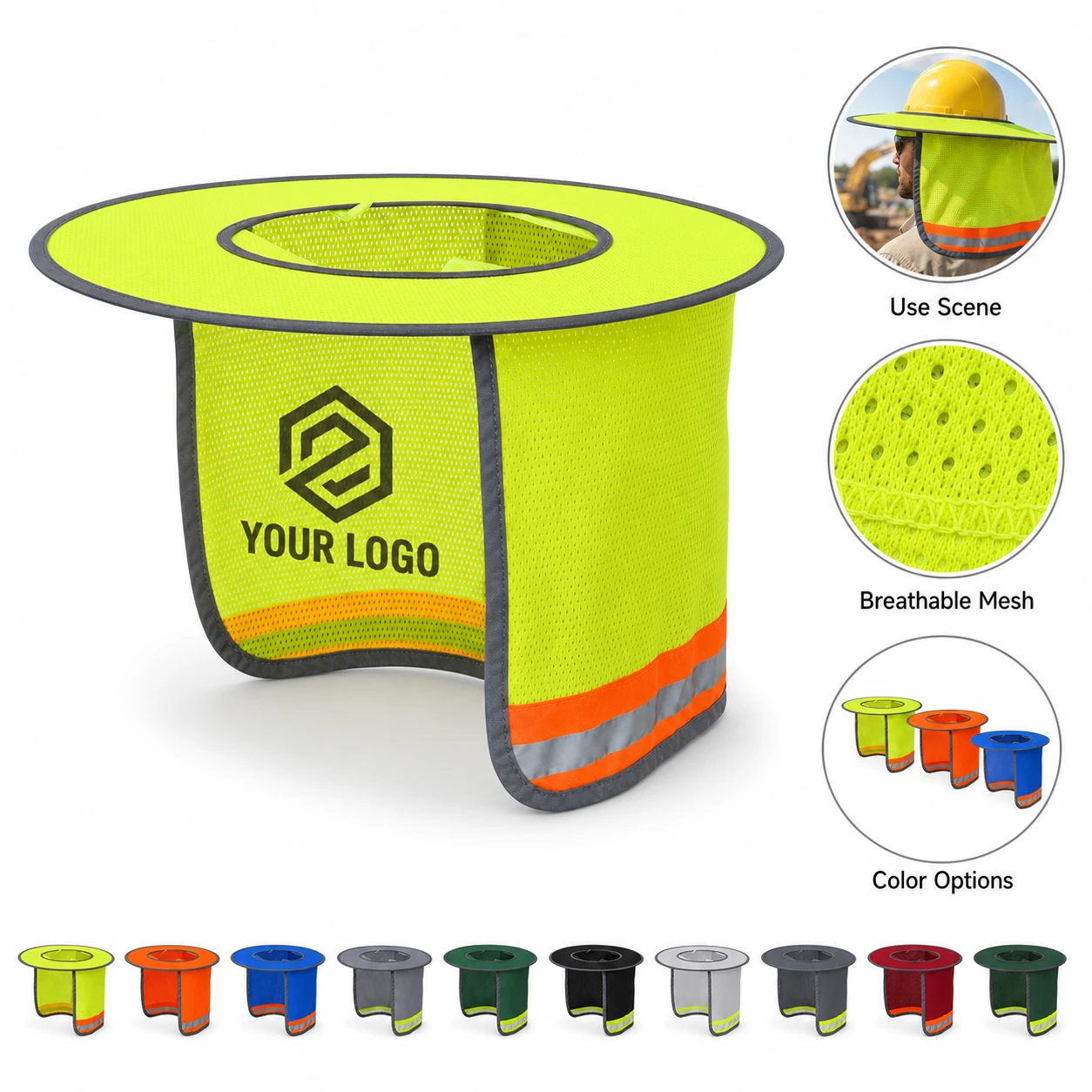 High-Quality Reflective Full Brim Hard Hat Sun Shade