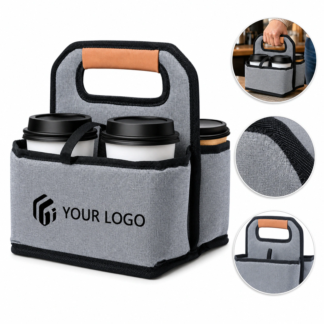 Portable Reusable 4-Cup Drink Carrier