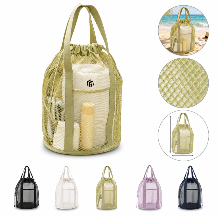 Portable Mesh Tote Bag for Swimming, Gym & Beach, Polyester