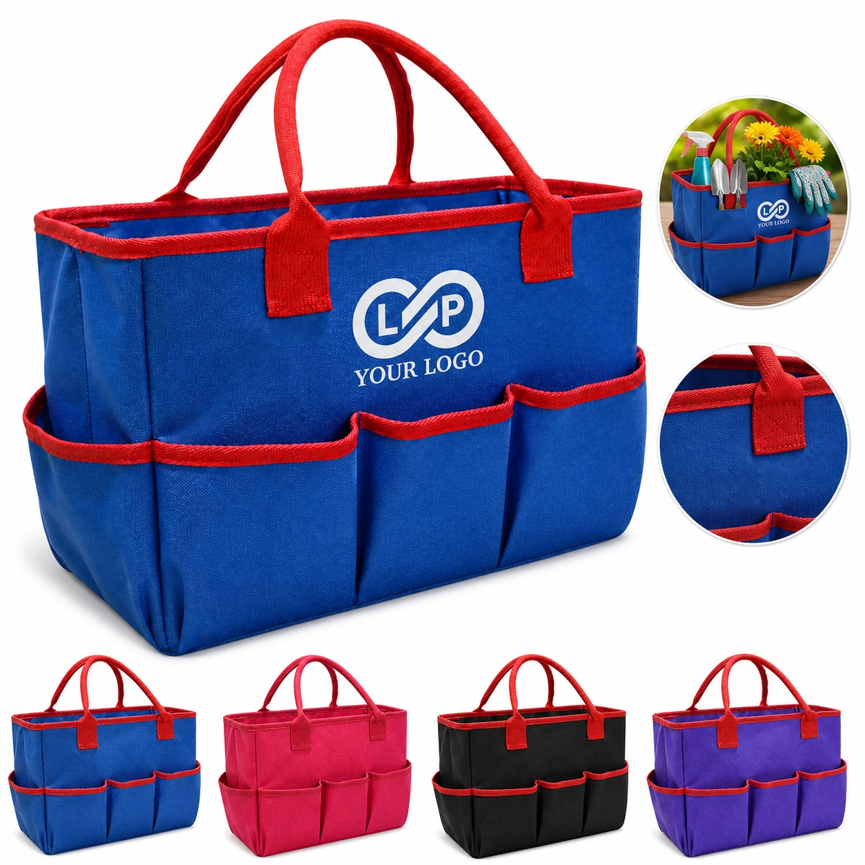 600D Oxford Gardening Handbag with Multiple Pockets