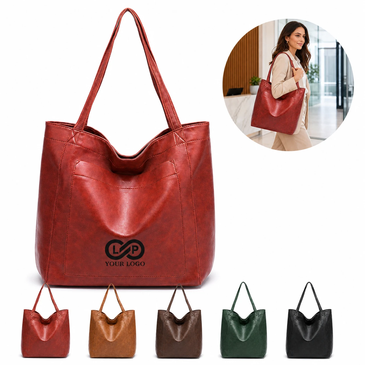 Vintage PU Leather Women's Top Handle Shoulder Tote Bag
